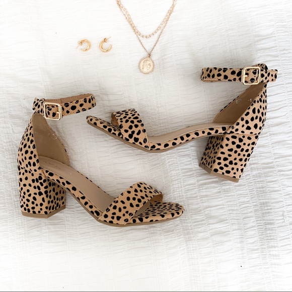 Leopard cheetah print block mini heel - Picture 2 of 4
